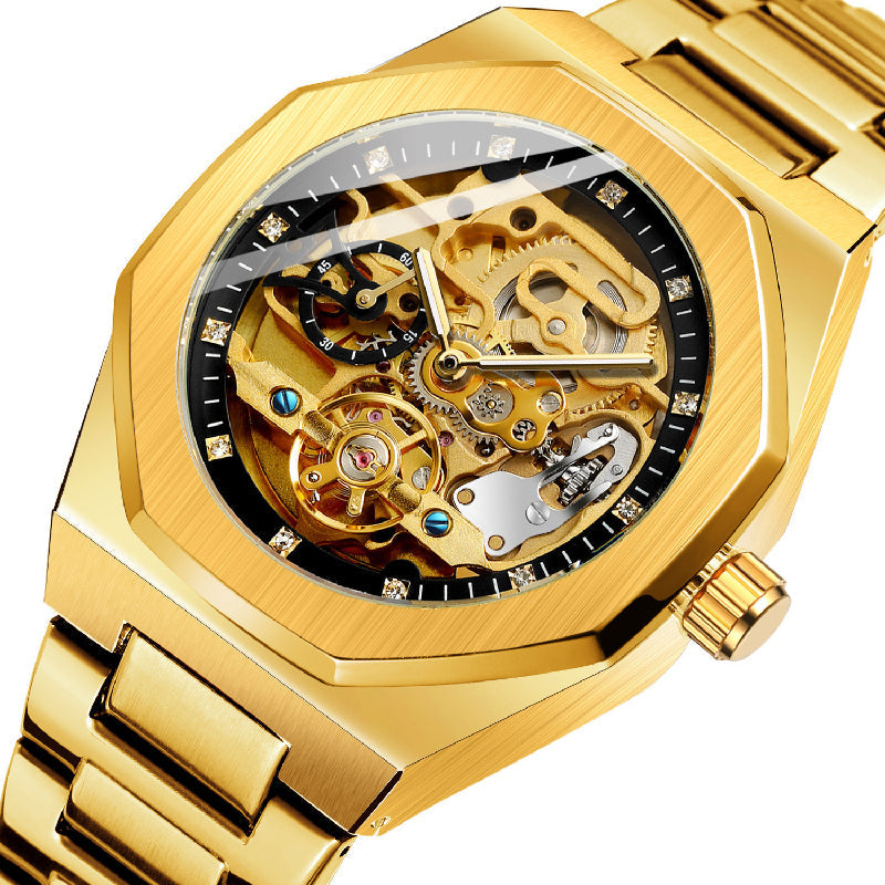 Montre mécanique de luxe squelette pour hommes