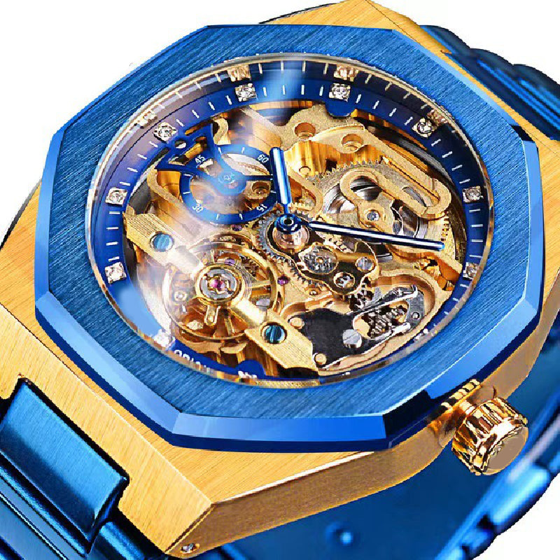 Montre mécanique de luxe squelette pour hommes