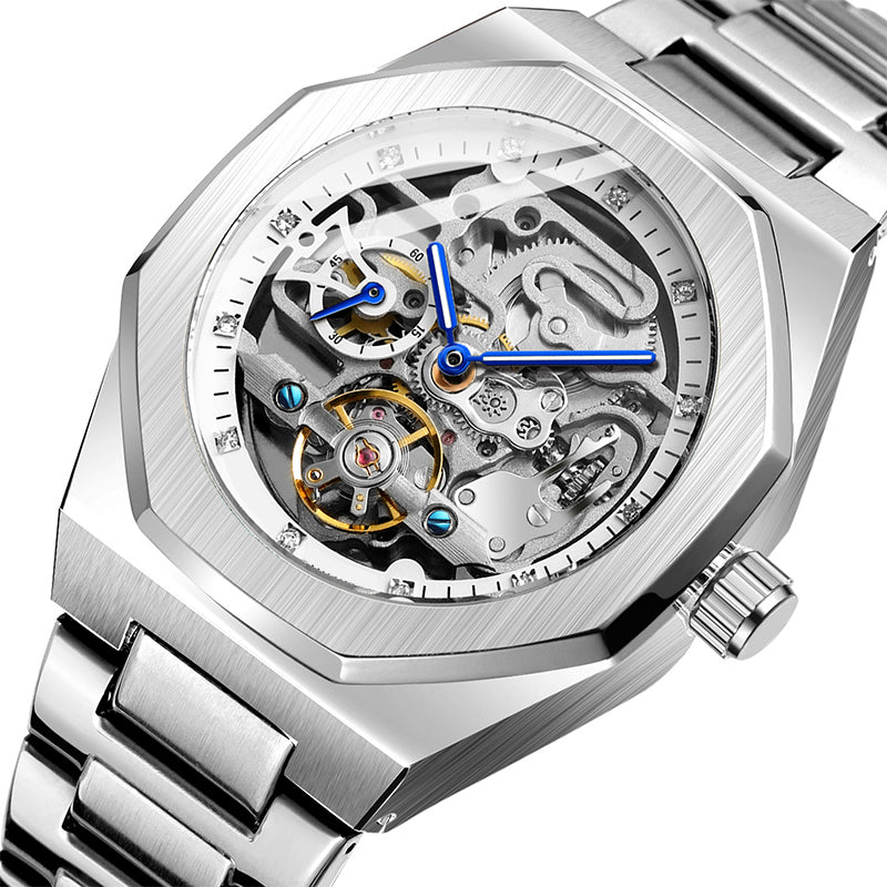 Montre mécanique de luxe squelette pour hommes