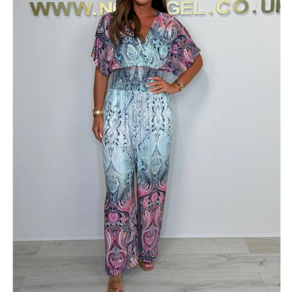 🌷Vente chaude d’été-50 % de réduction🩵Combinaison large à imprimé bohème
