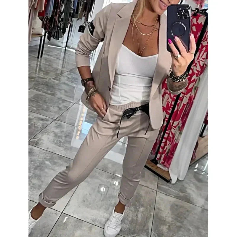 ⏰ Nouvelle vente chaude 52% de réduction 🎀Ensemble 2 pièces veste et pantalon de costume décontracté pour femme
