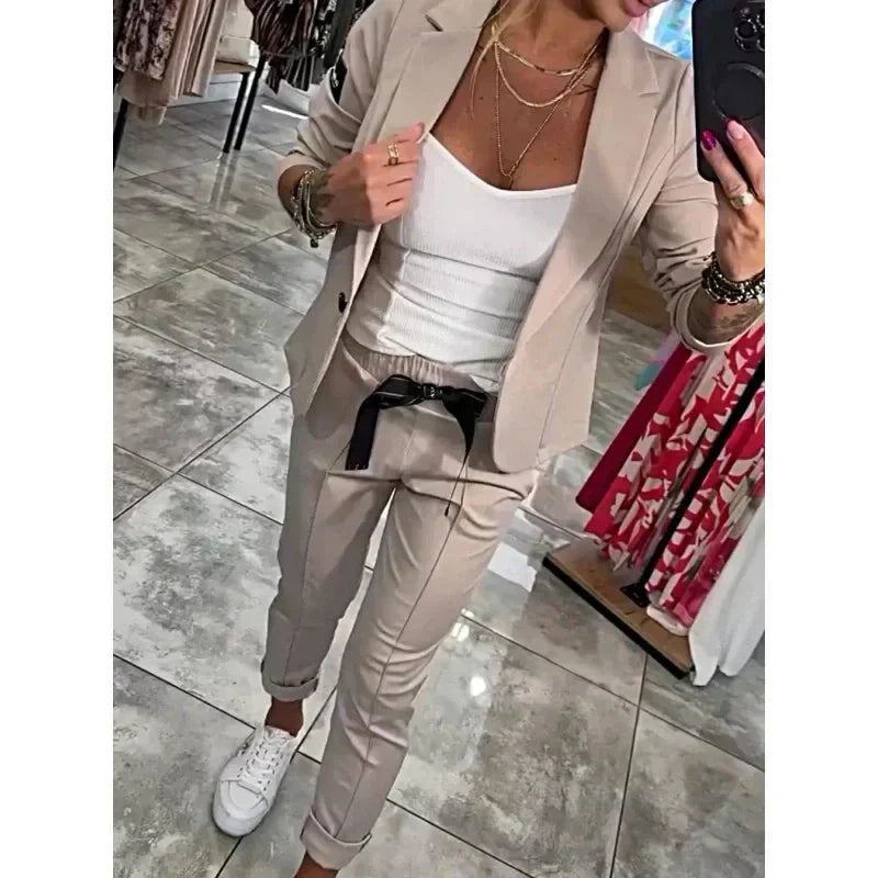 ⏰ Nouvelle vente chaude 52% de réduction 🎀Ensemble 2 pièces veste et pantalon de costume décontracté pour femme