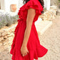 🔥 Hot Sale 🔥Robe élégante à taille nouée et col en V à volants pour femmes