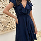 🔥 Hot Sale 🔥Robe élégante à taille nouée et col en V à volants pour femmes