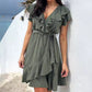 🔥 Hot Sale 🔥Robe élégante à taille nouée et col en V à volants pour femmes