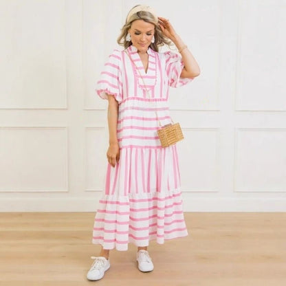 👗Robe d'été à rayures, manches courtes, décontractée et ample, pour femmes