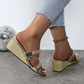 🌴Promotions d'été🌴Sandales à semelles compensées ornées de cristaux