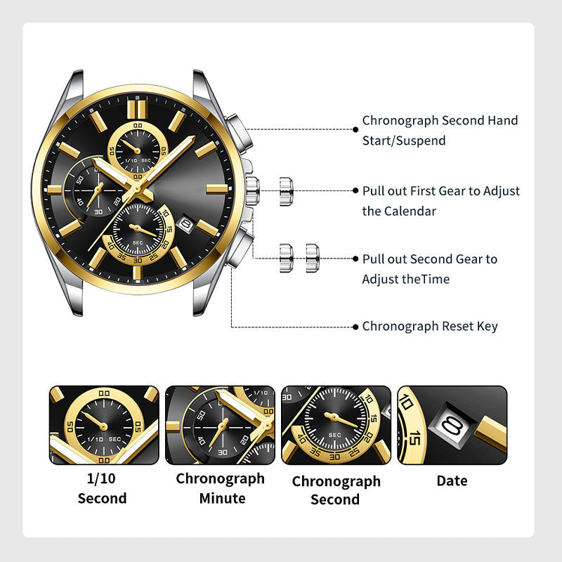 ⌚Montre-bracelet d'affaires en acier inoxydable pour homme