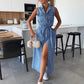 🔥2025 NOUVELLES VENTES 50% DE RÉDUCTION💥Robe en denim solide à poches boutonnées