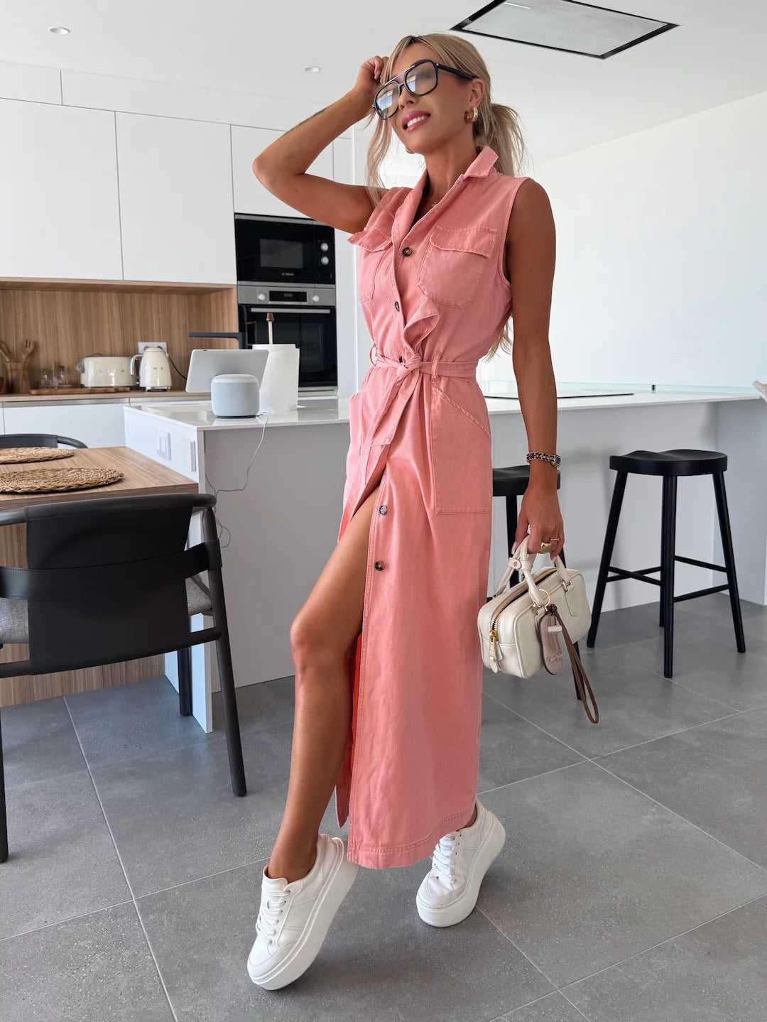 🔥2025 NOUVELLES VENTES 50% DE RÉDUCTION💥Robe en denim solide à poches boutonnées