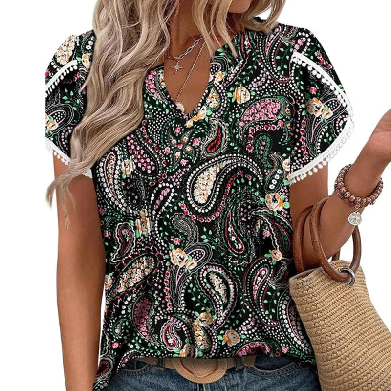 🔥👚【S-4XL】T-shirt imprimé à manches courtes pour femmes