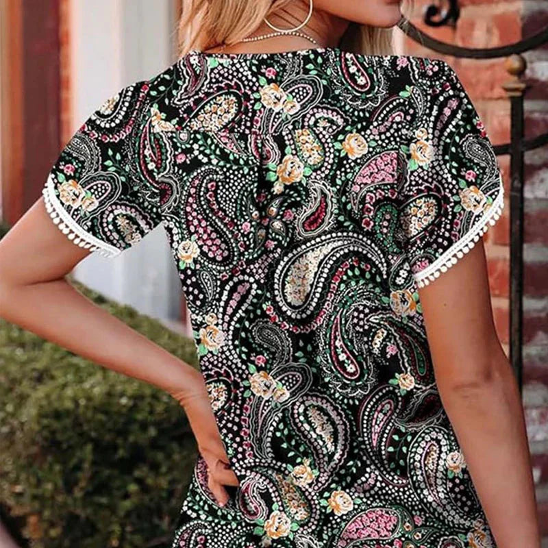 🔥👚【S-4XL】T-shirt imprimé à manches courtes pour femmes