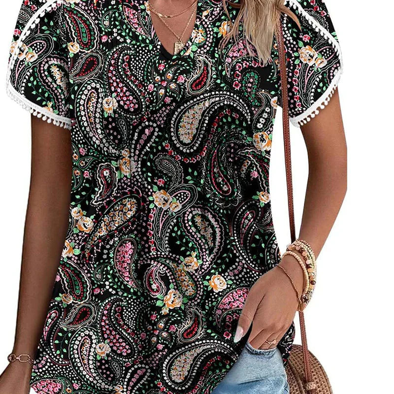 🔥👚【S-4XL】T-shirt imprimé à manches courtes pour femmes