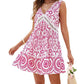 Élégante robe sans manches à encolure en V avec découpes imprimées florales pour femmes