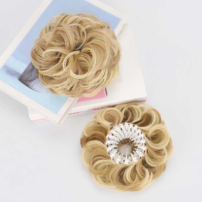 Perruque chignon synthétique volumineuse avec pince réglable