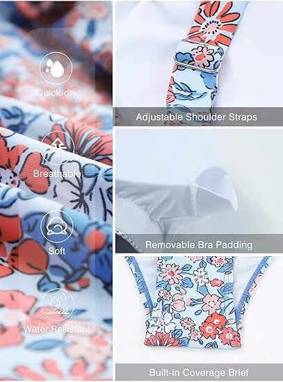 🩱Maillot de Bain Deux Pièces Tankini Vintage pour Femme avec Contrôle du Ventre