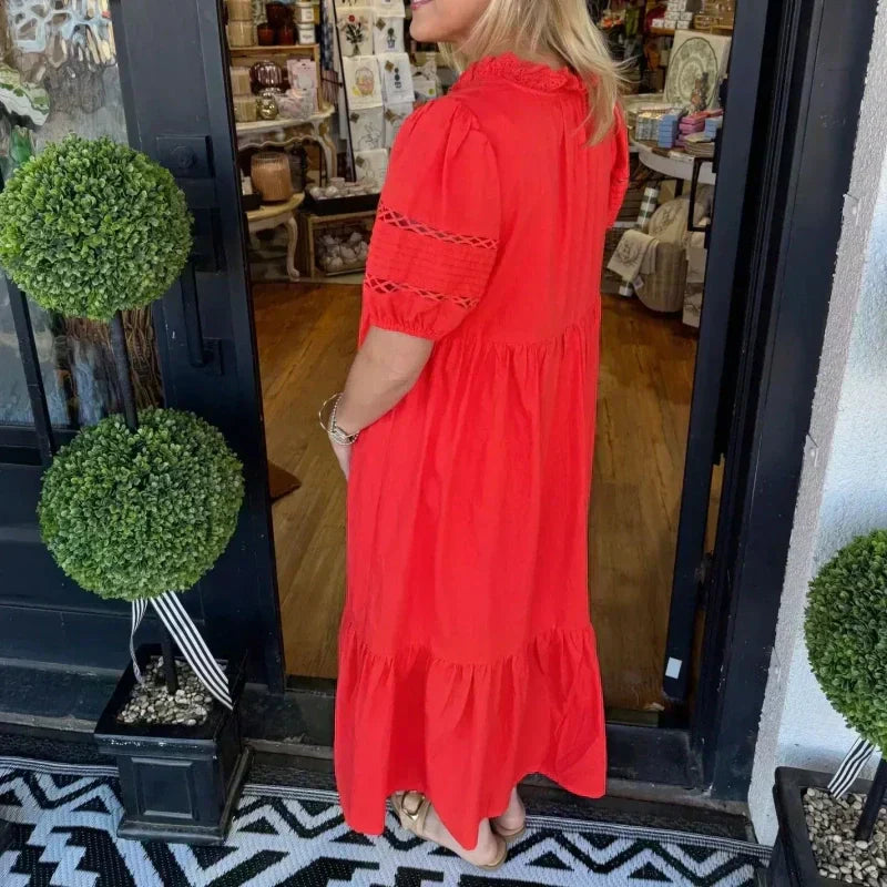 🌸Elégante robe pour femme avec décolleté en V et manches bouffantes🌈