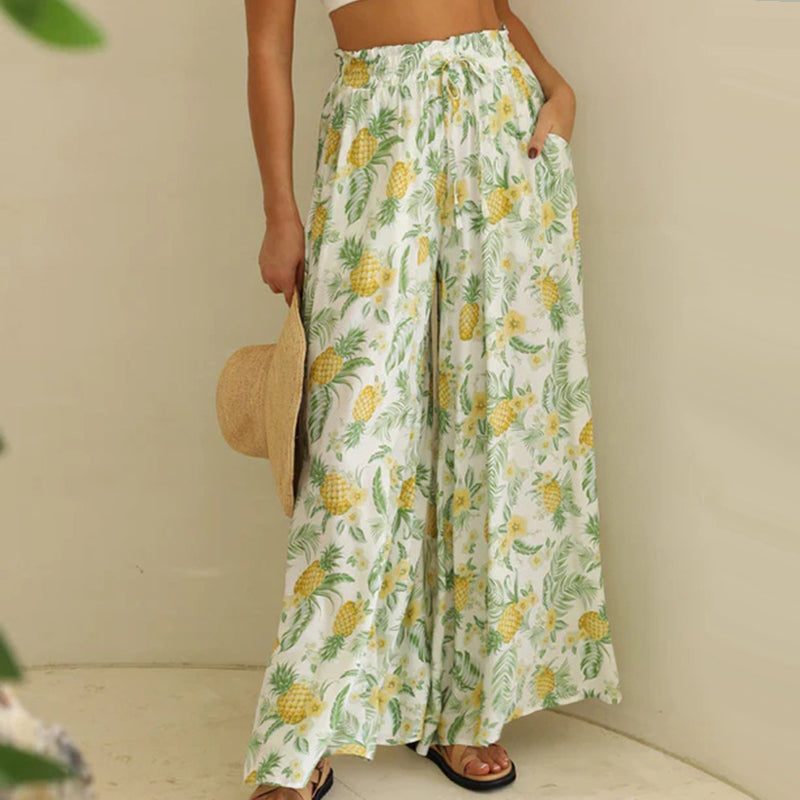 🌺Pantalon large imprimé bohème