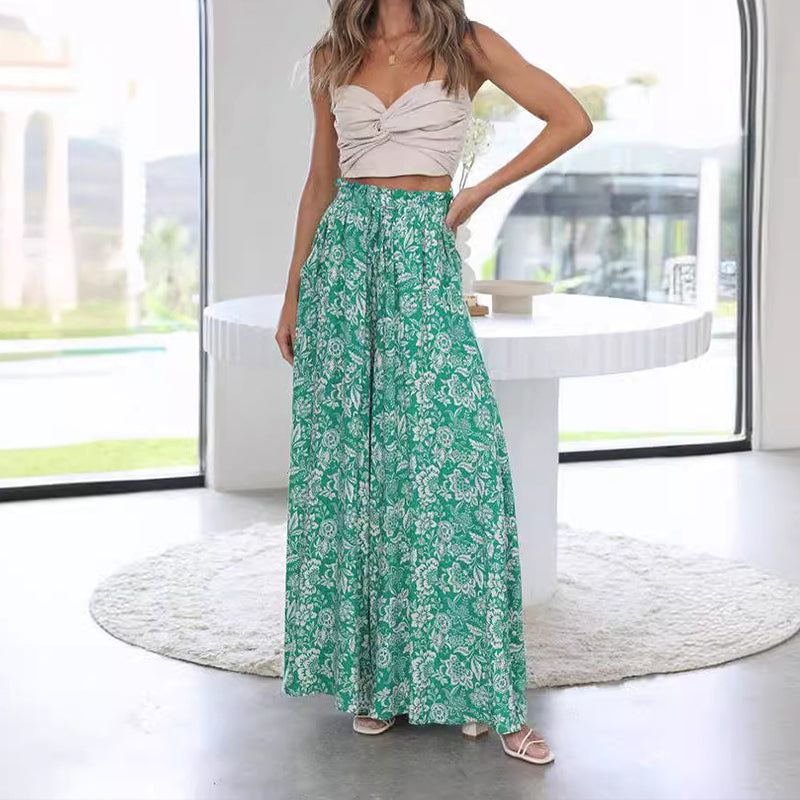 🌺Pantalon large imprimé bohème