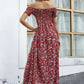 Élégante robe florale à épaules découvertes pour femmes