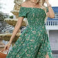 Élégante robe florale à épaules découvertes pour femmes