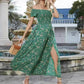 Élégante robe florale à épaules découvertes pour femmes