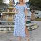 Élégante robe florale à épaules découvertes pour femmes