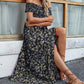 Élégante robe florale à épaules découvertes pour femmes