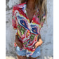 🌴Promotions d'été🌴Chemise à manches longues avec revers, imprimé floral vibrant, pour femmes