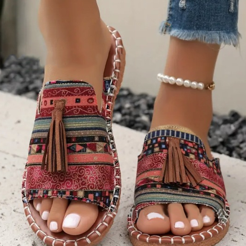 Sandales à glissière à imprimé boho pour femmes