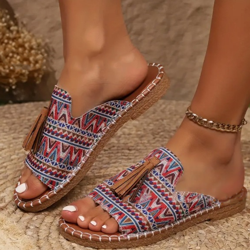 Sandales à glissière à imprimé boho pour femmes