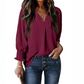 Chemise ample décontractée à col en V et manches 3/4