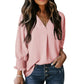 Chemise ample décontractée à col en V et manches 3/4