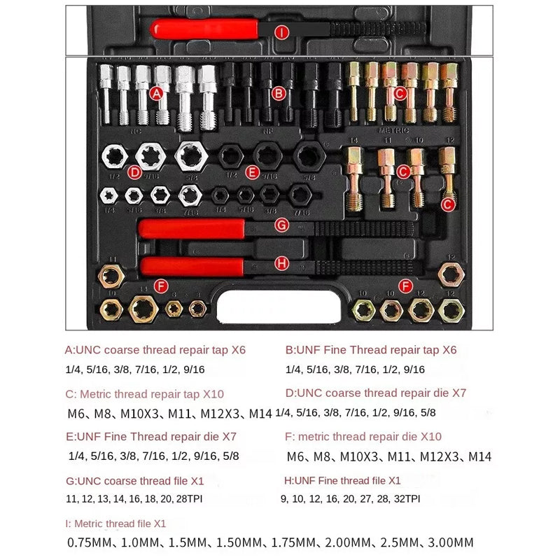 ✨🪛Ensemble d'outils de réparation de filetage à vis d'écrou
