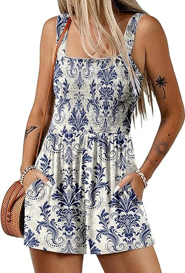 ⏰Hot Sale - 49% de réduction  💃Combinaison d'été sans manches pour femmes, décontractée, courte, avec poches, de couleur contrastée