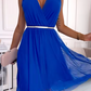 Robe en mousseline sans manches à col en V