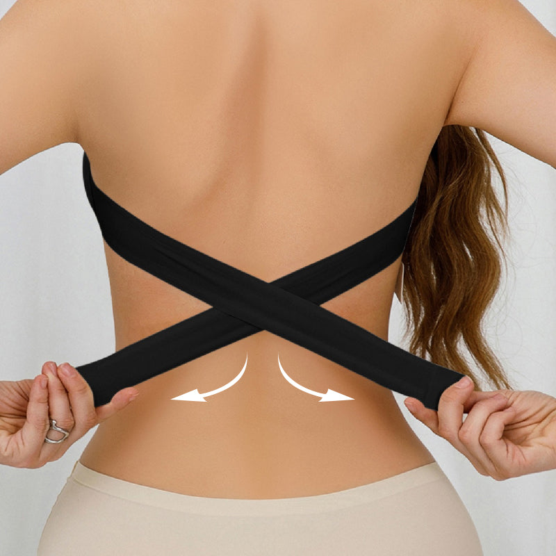 Soutien-gorge sans bretelles et sans armatures pour femmes, anti-dérapant avec fermeture croisée sur le côté