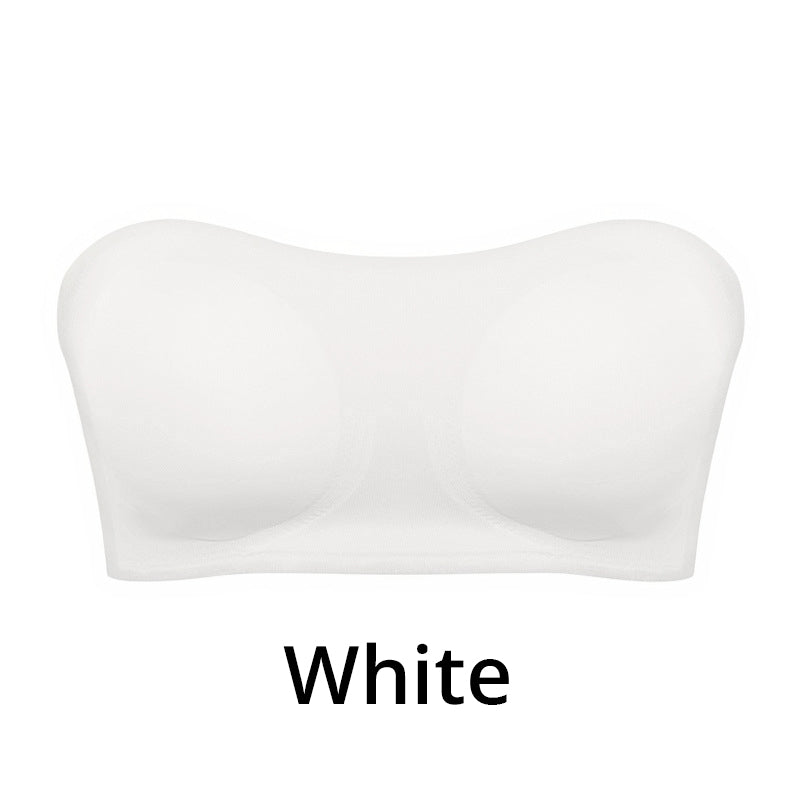 Soutien-gorge sans bretelles et sans armatures pour femmes, anti-dérapant avec fermeture croisée sur le côté