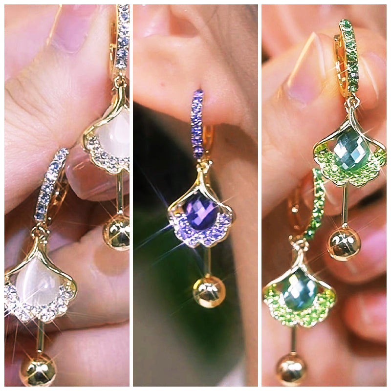 Délicates boucles d'oreilles en feuille de ginkgo pour femmes