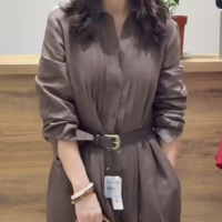 Robe chemise à manches longues boutonnées pour femmes