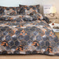 🛌🌟Ensemble de couettes et de taies d'oreiller géométriques à feuilles d'or🌟Literie moderne et luxueuse