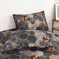 🛌🌟Ensemble de couettes et de taies d'oreiller géométriques à feuilles d'or🌟Literie moderne et luxueuse