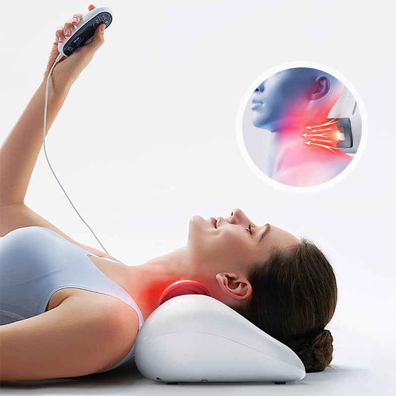 🎁59 % DE RÉDUCTION - Oreiller de traction cervicale avec luminothérapie rouge