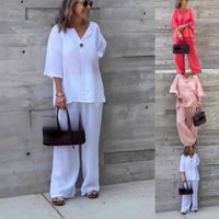 Ensemble 2 pièces pour femmes, composé d'un haut et d'un pantalon amples