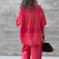Ensemble 2 pièces pour femmes, composé d'un haut et d'un pantalon amples