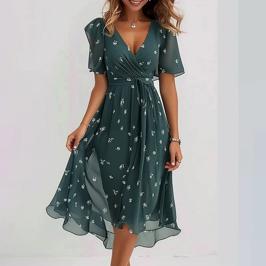 🔥Hot Sale 50% OFF💝✨Robe midi à manches courtes Special Blue