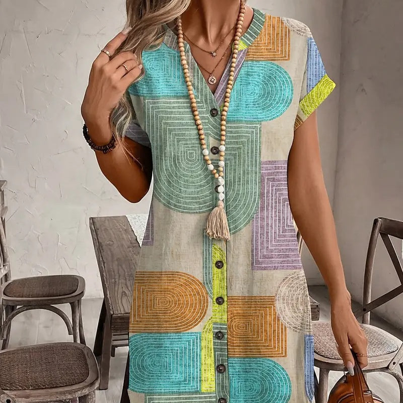 🔥 Robe à motifs contrastés avec superpositions - 50% de réduction pour une durée limitée !