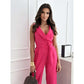 [M-2XL]☀️Women's Sans manches col en V solide Jumpsuit🕊️