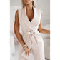 [M-2XL]☀️Women's Sans manches col en V solide Jumpsuit🕊️