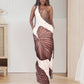 ✨50% de réduction✨Palm Imprimer une robe maxi mince à épaules à épaules